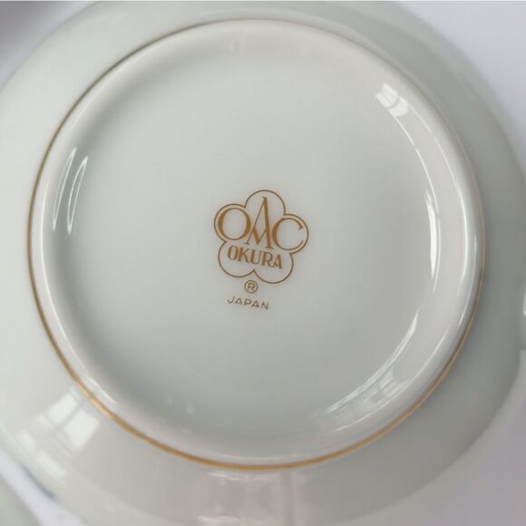 Set of 11 peices Okura by Noritake blue flower teacups/saucers/pedestal set - Picture 15 of 16